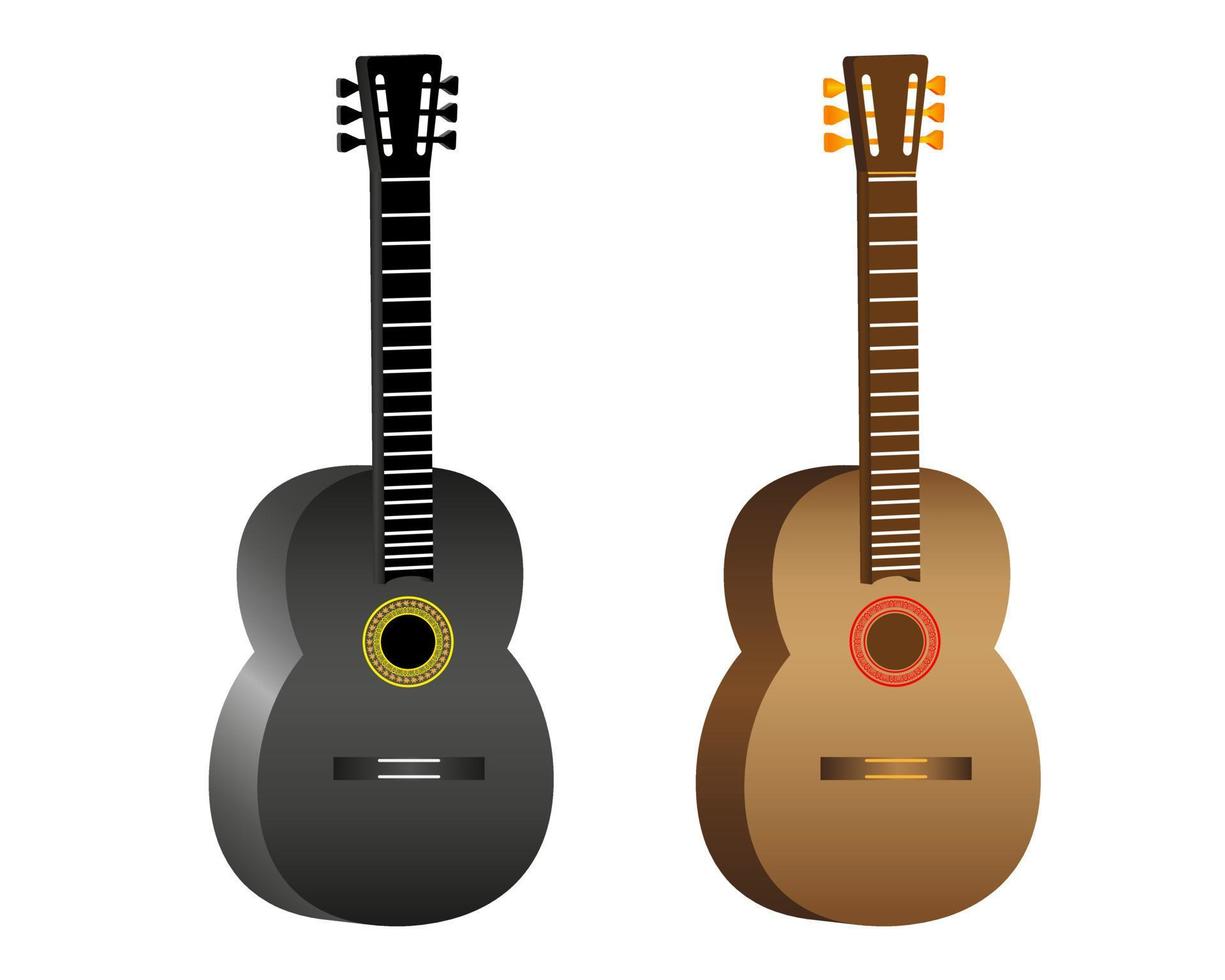 zwei akustische Gitarre auf weißem Hintergrund vektor