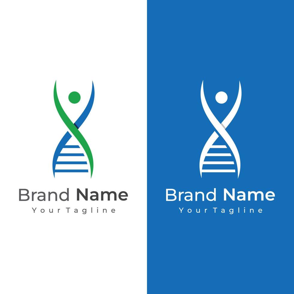 Logo-Design-Vorlage DNA-Elemente. Bio-Tech, DNA-Menschen, Bio-DNA, DNA-Spiralen. Logos können für Wissenschaft, Pharmazie und Medizin sein. vektor