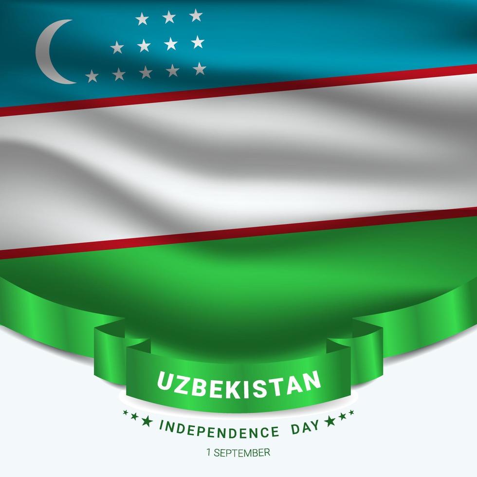 uzbekistan oberoende dag hälsning med realistisk flagga bakgrund mall design vektor
