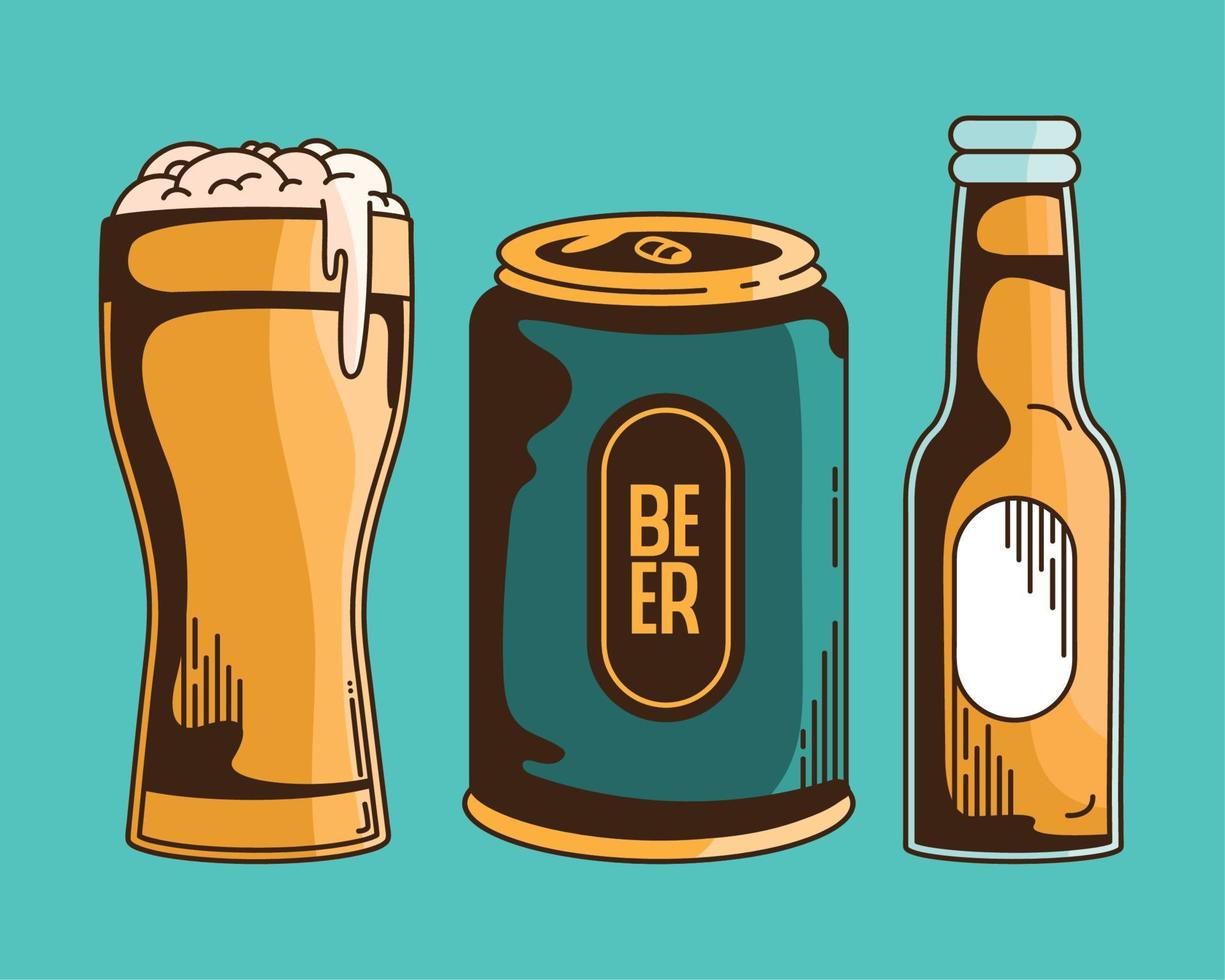 tre öl dryck ikoner vektor