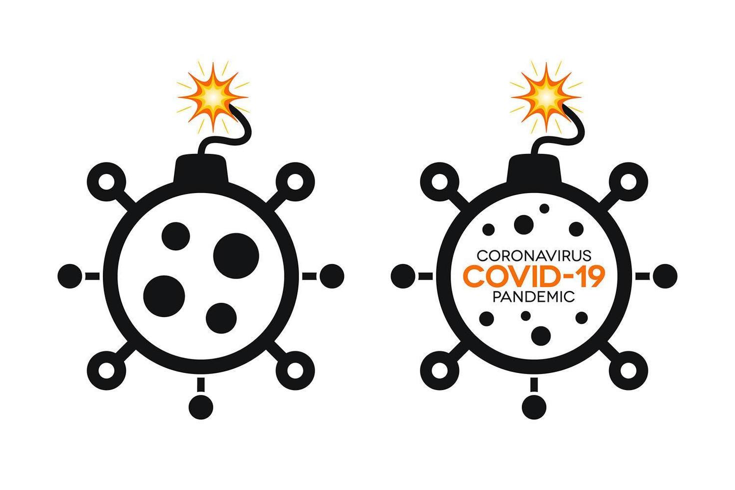einfache Coronavirus-Bomben-Icons mit covid-19 vektor