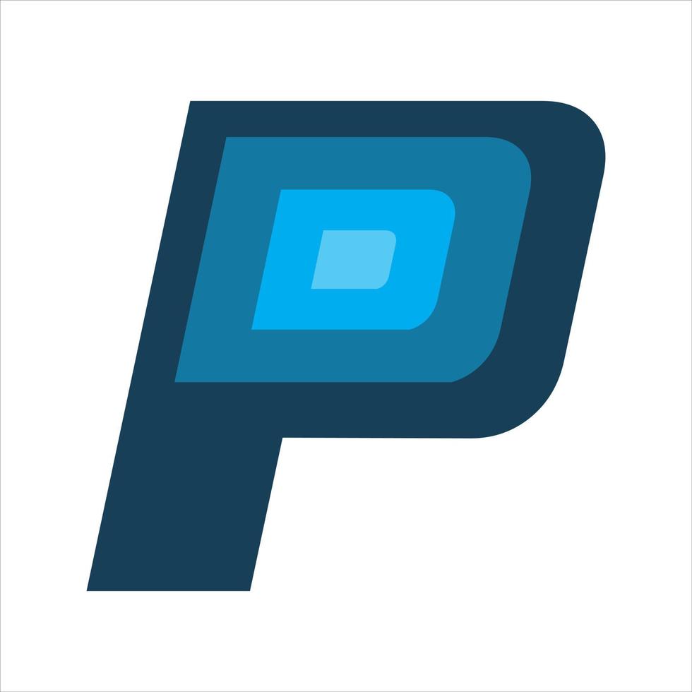 blauer Buchstabe p-Logo-Design vektor