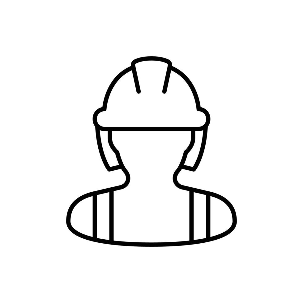 kvinna konstruktion arbetstagare ikon. arbetskraft, byggare, anställd, Hardhat begrepp. enkel översikt stil. tunn linje vektor design illustration isolerat på vit bakgrund. eps 10.