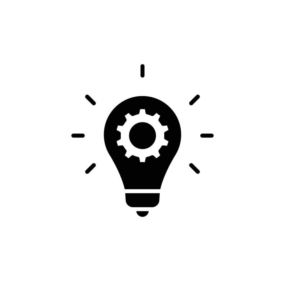 innovation ikon. enkel fast stil. ljus Glödlampa och kugge inuti, redskap, aning, lösning begrepp. glyf vektor illustration isolerat på vit bakgrund. eps 10.