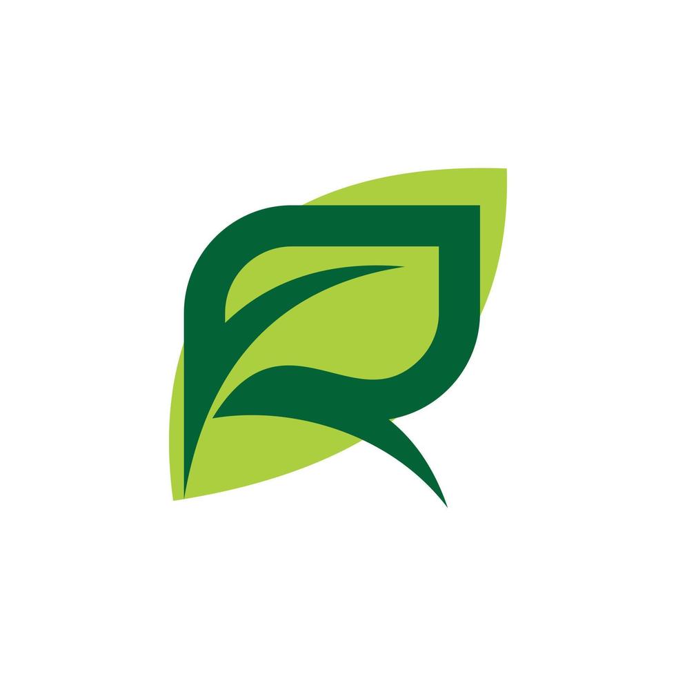 grön natur blad brev r logotyp design vektor