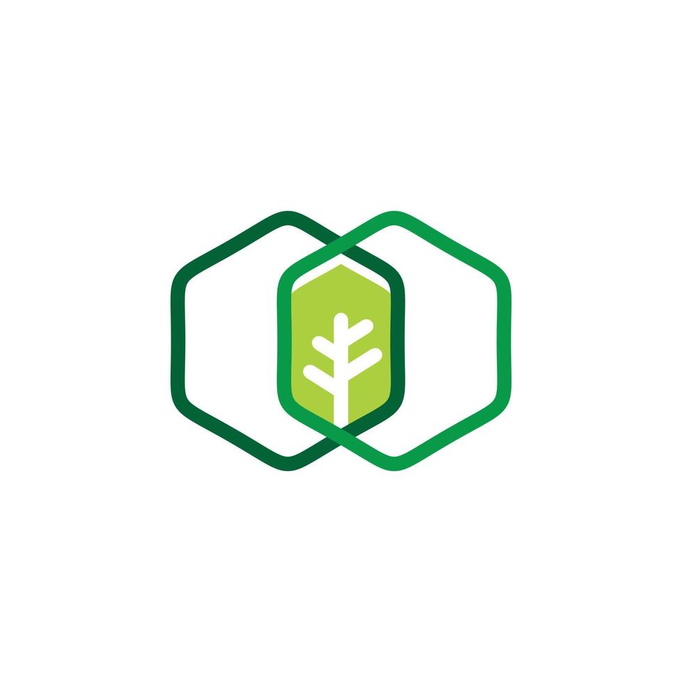 sexhörning grön träd logotyp design vektor
