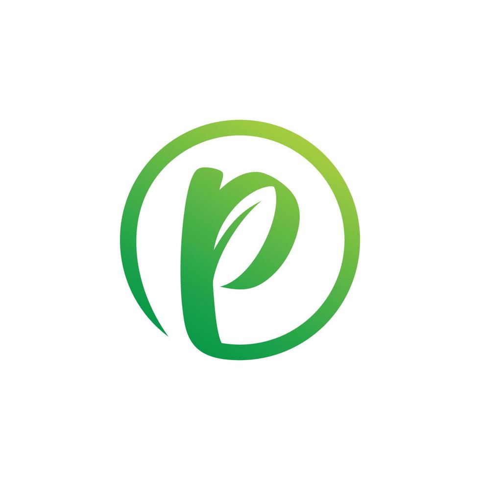 grön cirkel brev p logotyp design vektor
