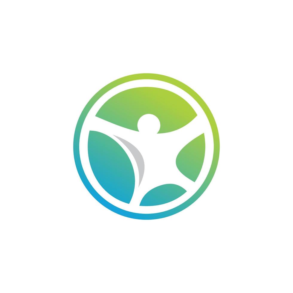 Kreis gesundes glückliches Fitnessstudio-Logo-Design vektor