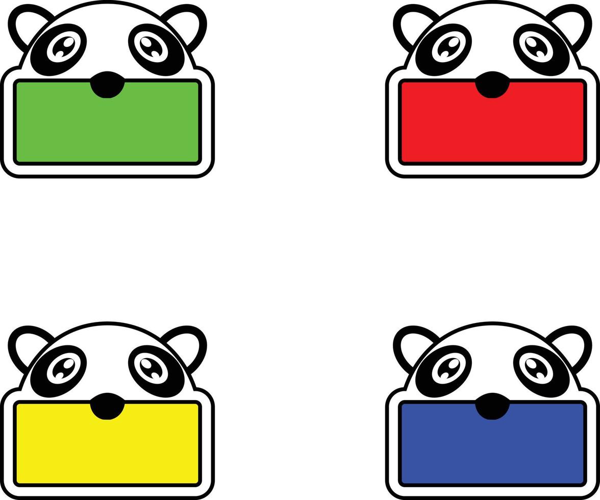 söt panda djur- styrelse Färg bunt uppsättning vektor illustration design