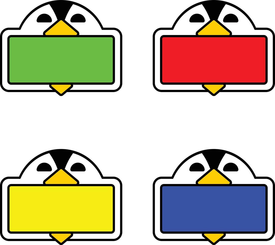 söt pingvin djur- styrelse Färg bunt uppsättning vektor illustration design