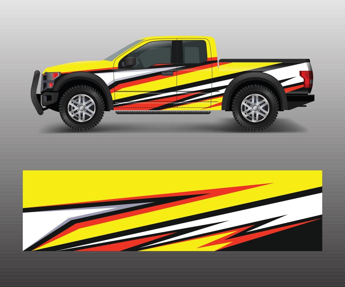 LKW- und Frachtwagen-Wrap-Vektor, Auto-Aufkleber-Wrap-Design. grafische abstrakte Streifendesigns für Fahrzeug-, Renn-, Offroad-, Abenteuer- und Lackierwagen vektor