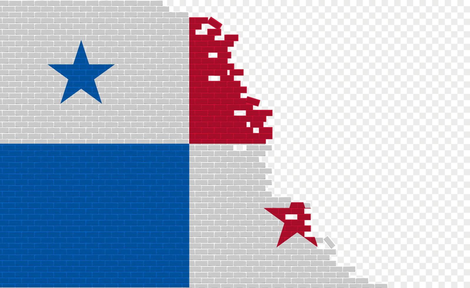 panama-flagge auf gebrochener backsteinmauer. leeres Flaggenfeld eines anderen Landes. Ländervergleich. einfache Bearbeitung und Vektor in Gruppen.