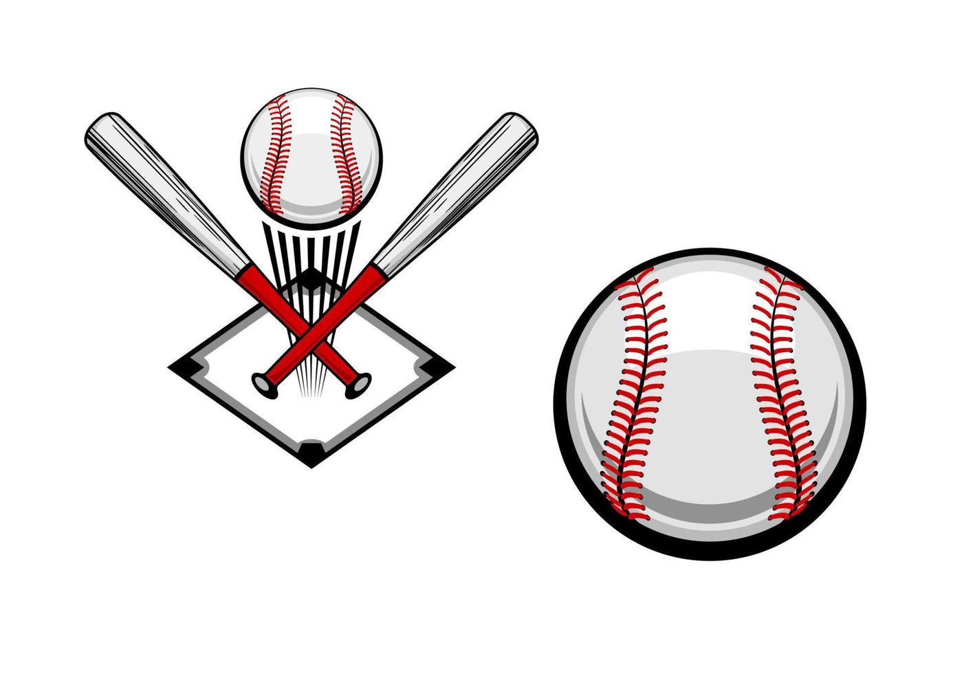 Baseball-Baze, Ball und Fledermaus-Emblem vektor
