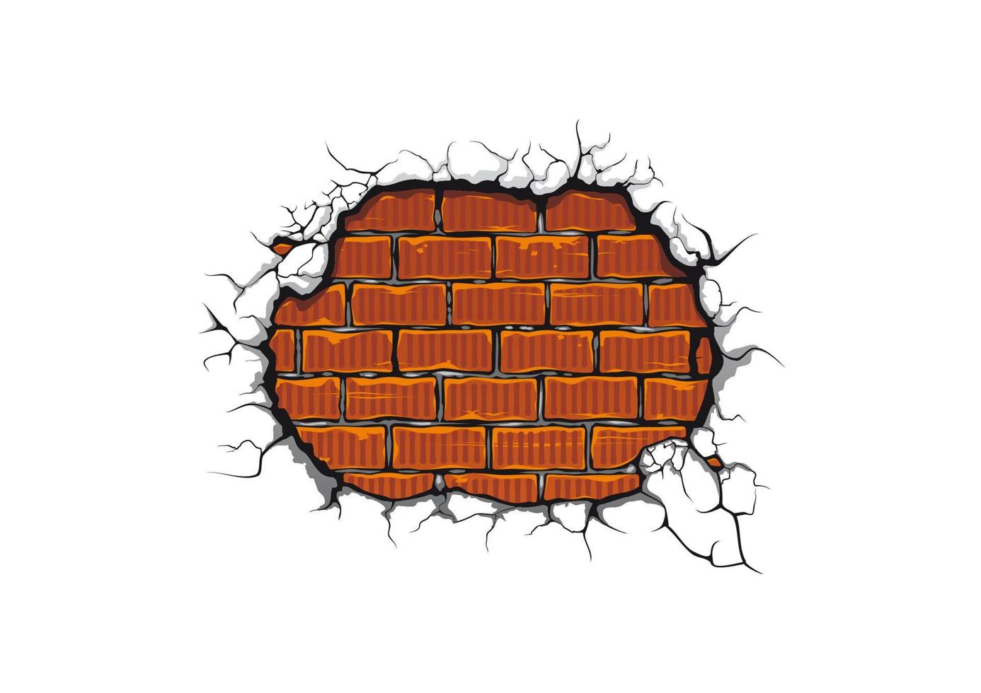 beschädigter Brickwall-Cartoon-Hintergrund vektor
