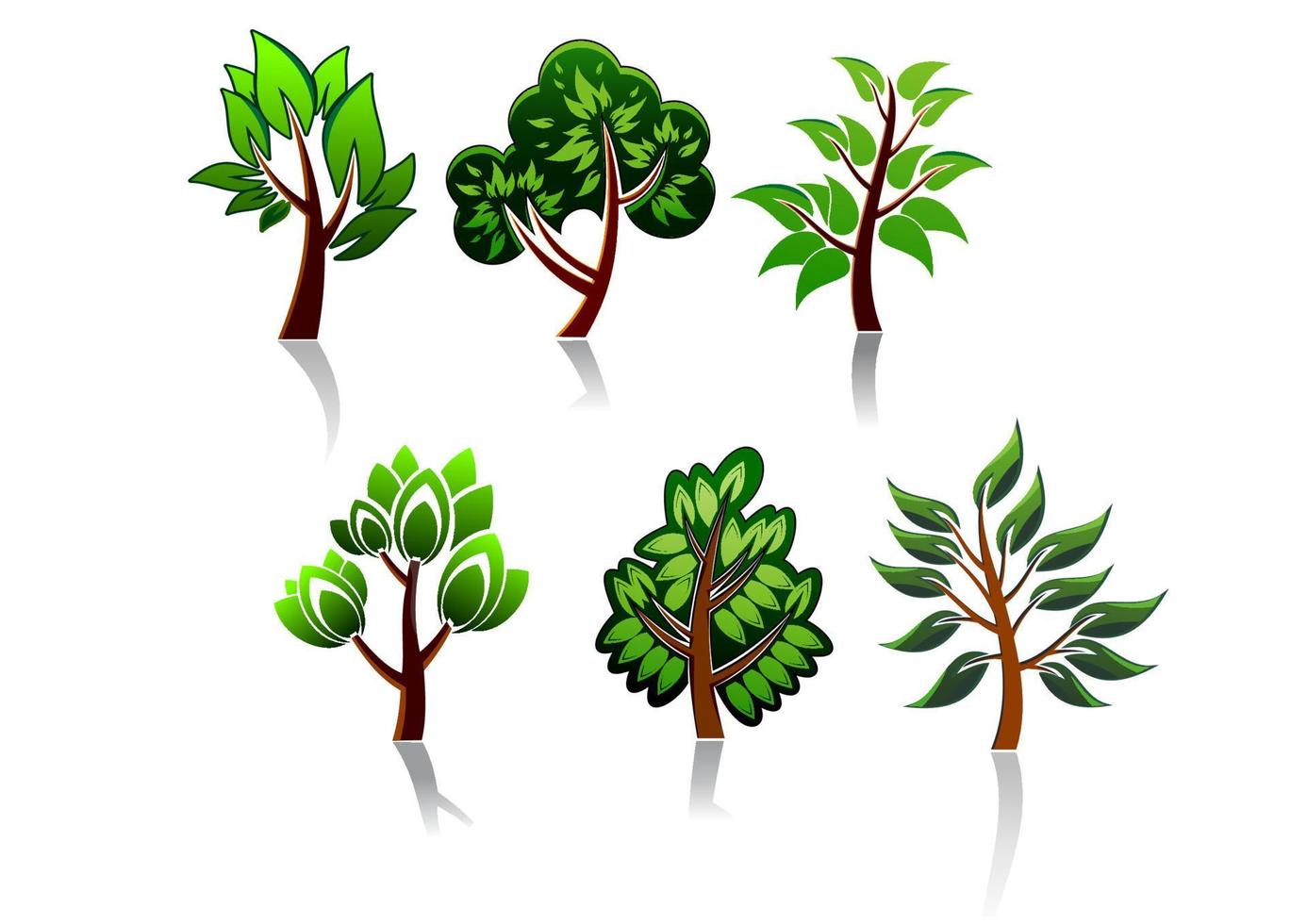 tecknad serie träd ikoner vektor