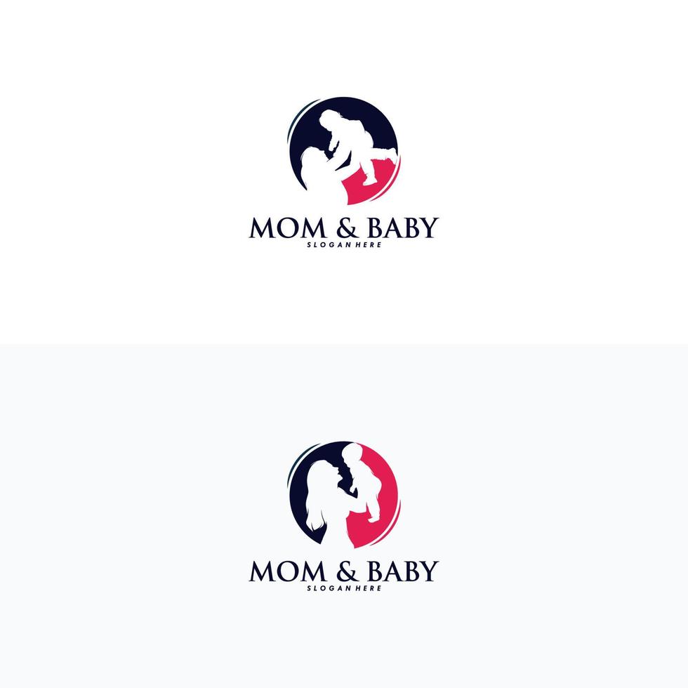 mor innehav en liten bebis logotyp design vektor