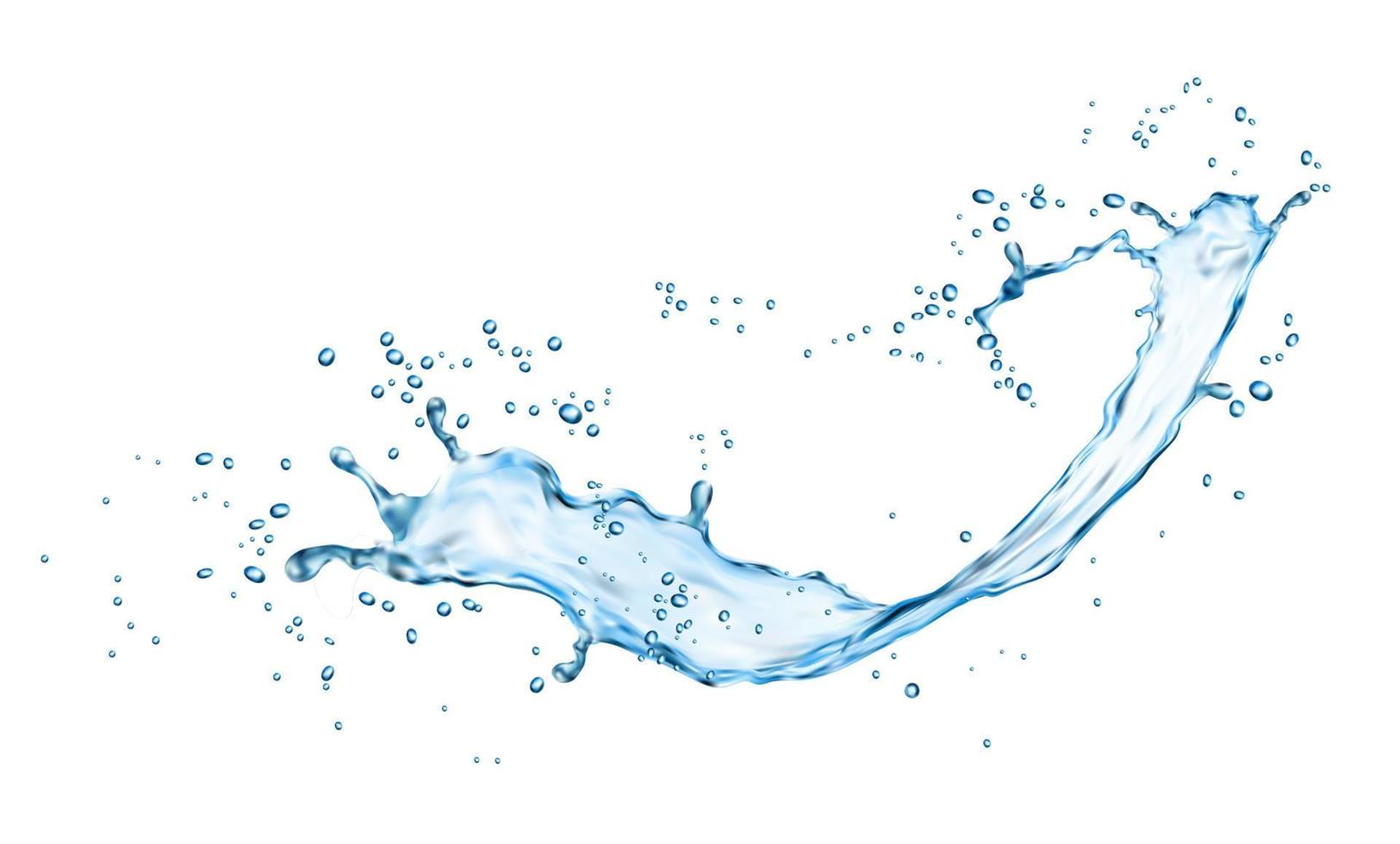 blå vatten Vinka strömma stänk form, isolerat virvla runt vektor