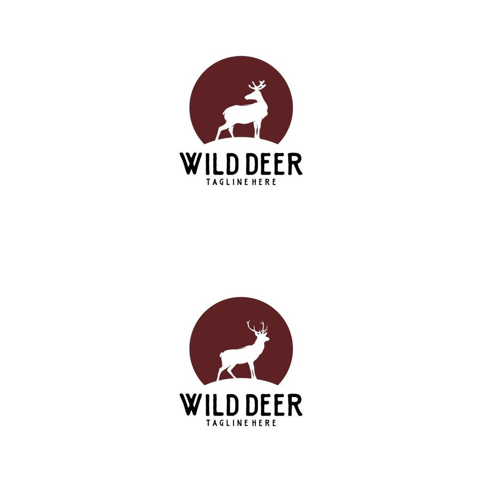 wilder Hirsch mit Mondsymbol-Logo-Design vektor