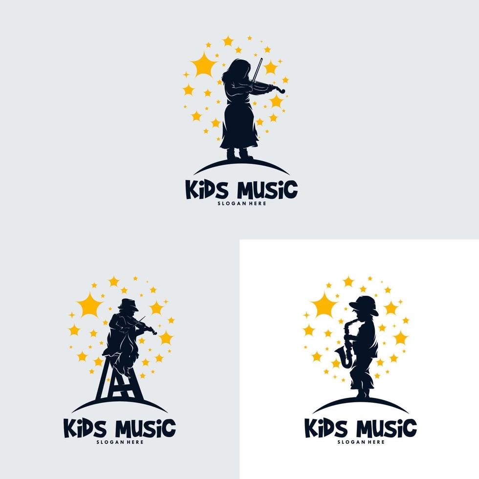 uppsättning av färgrik barn musik skola utbildning logotyp vektor