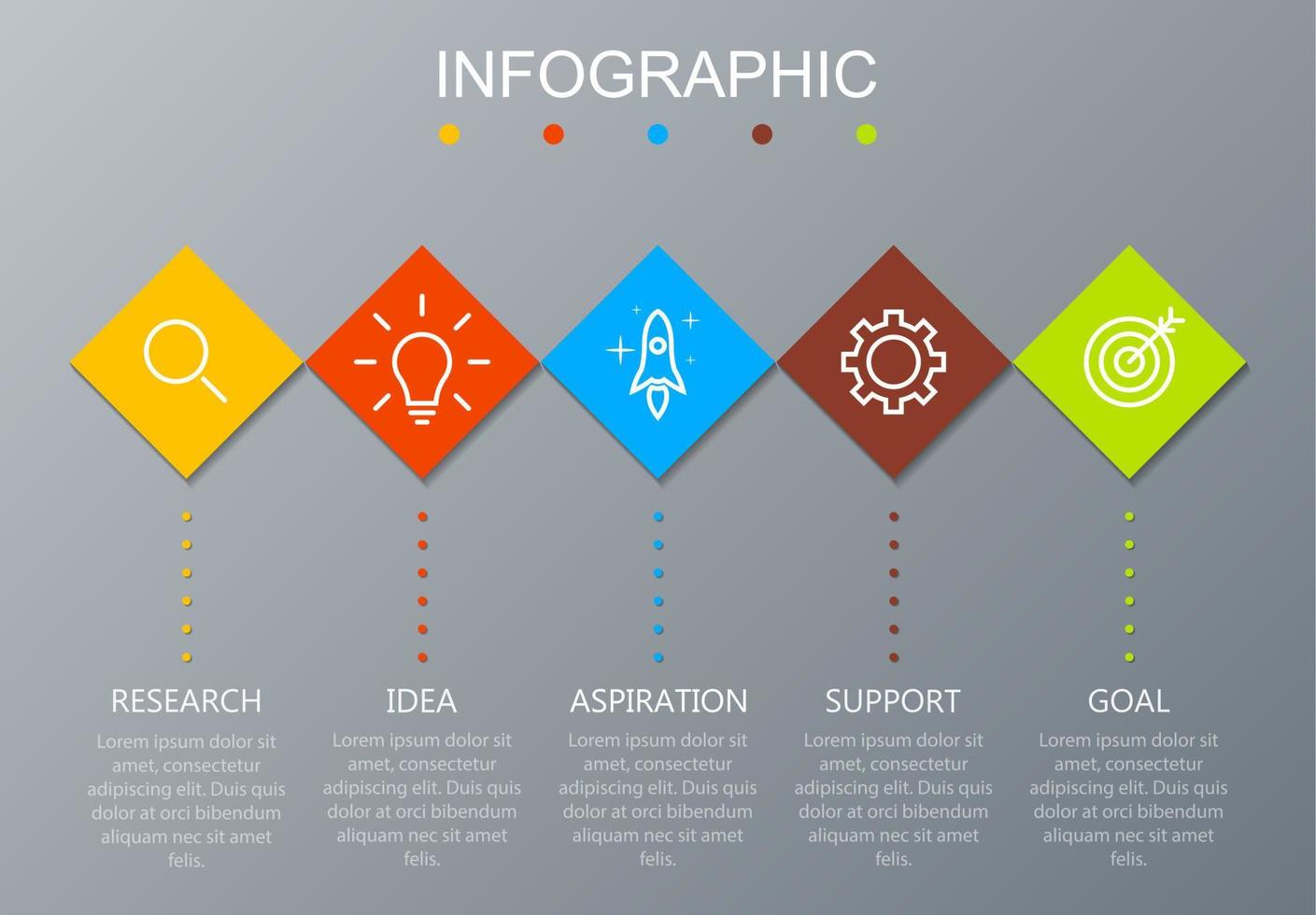 infographic mall med de bild av 5 rektanglar vektor