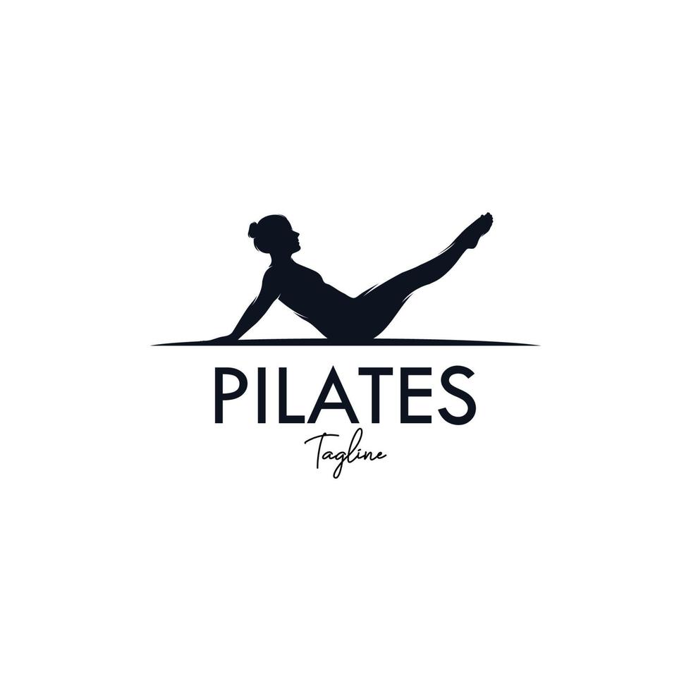 tränare pilates kvinna silhuett kreativ vektor logotyp design