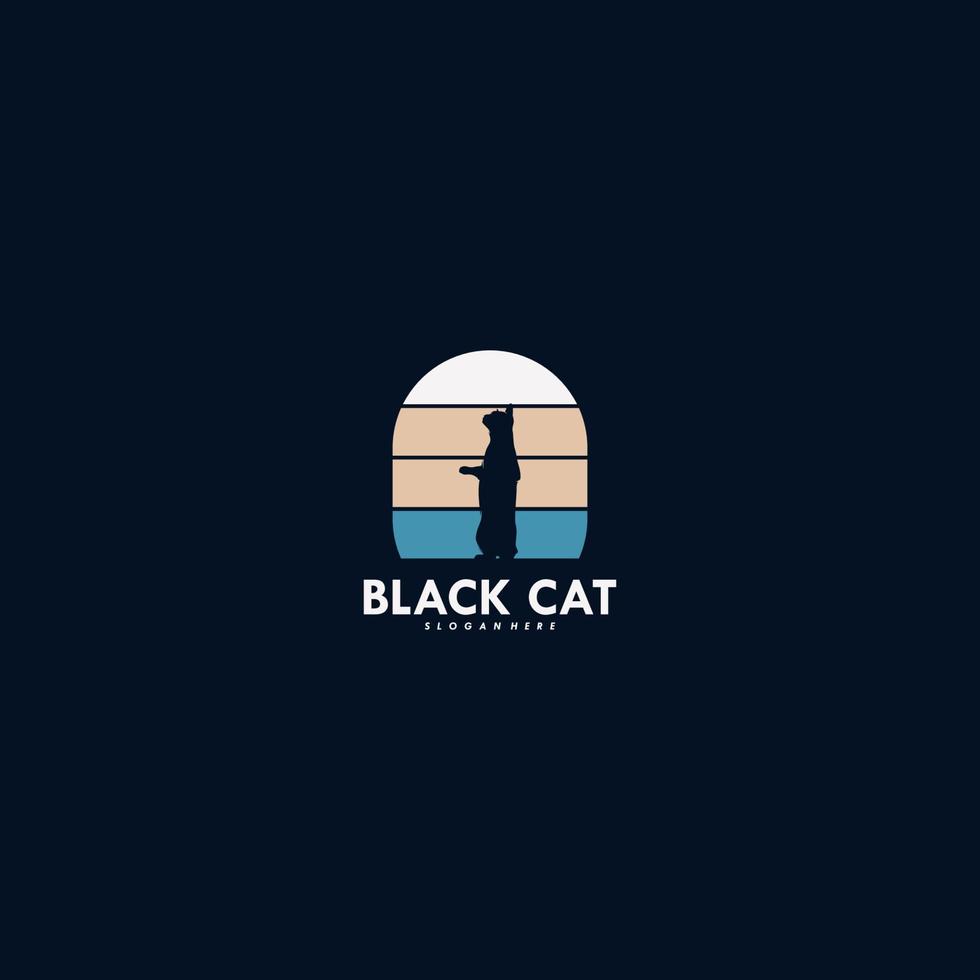 svart katt logotyp design vektor