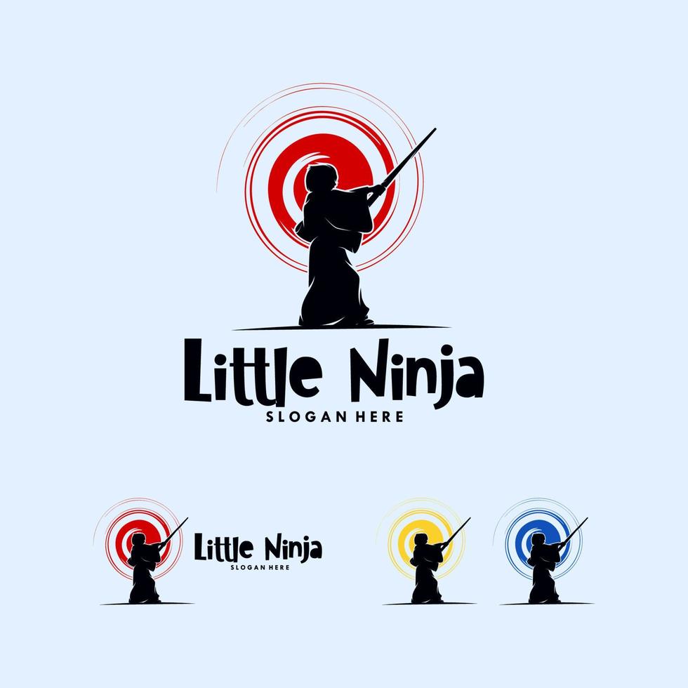 en enkel än söt liten ninja logotyp design vektor