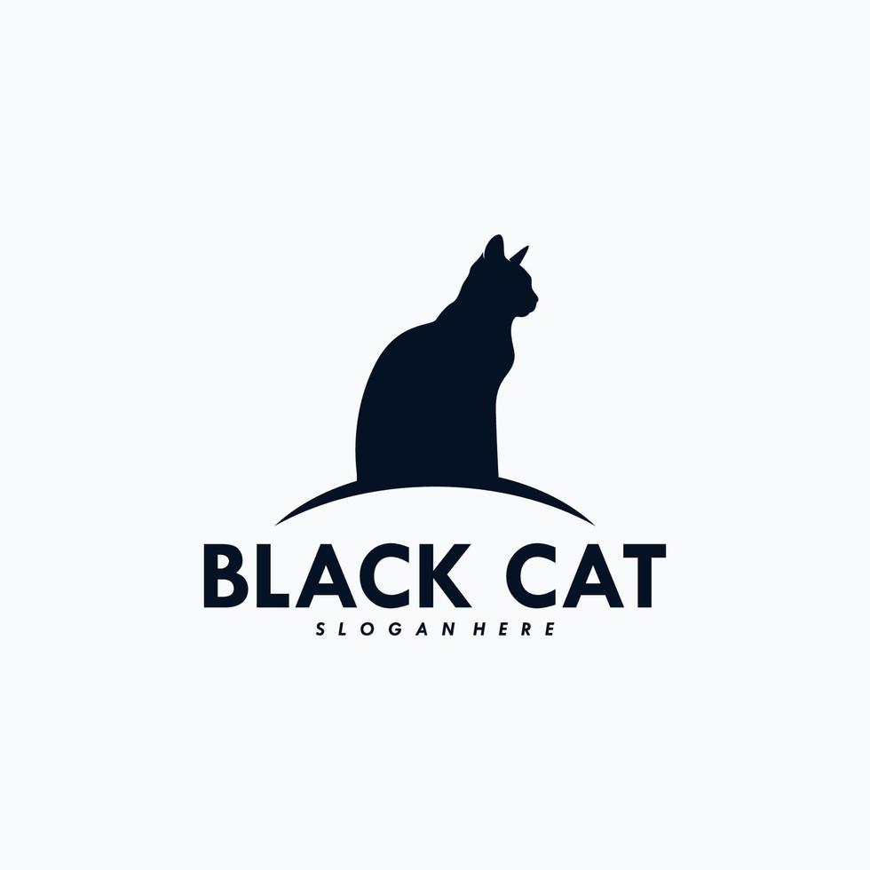 svart katt logotyp design vektor