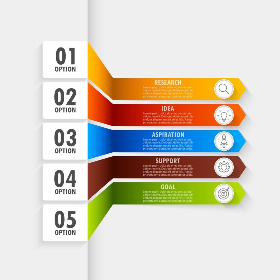 Infografik-Vorlage mit dem Bild von 5 Rechtecken vektor