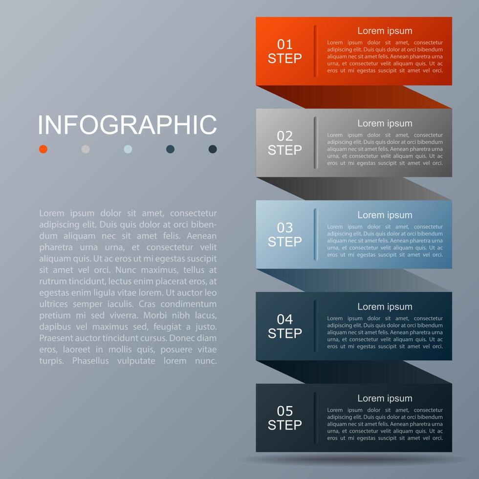 Infografik-Vorlage mit dem Bild von 5 Rechtecken vektor
