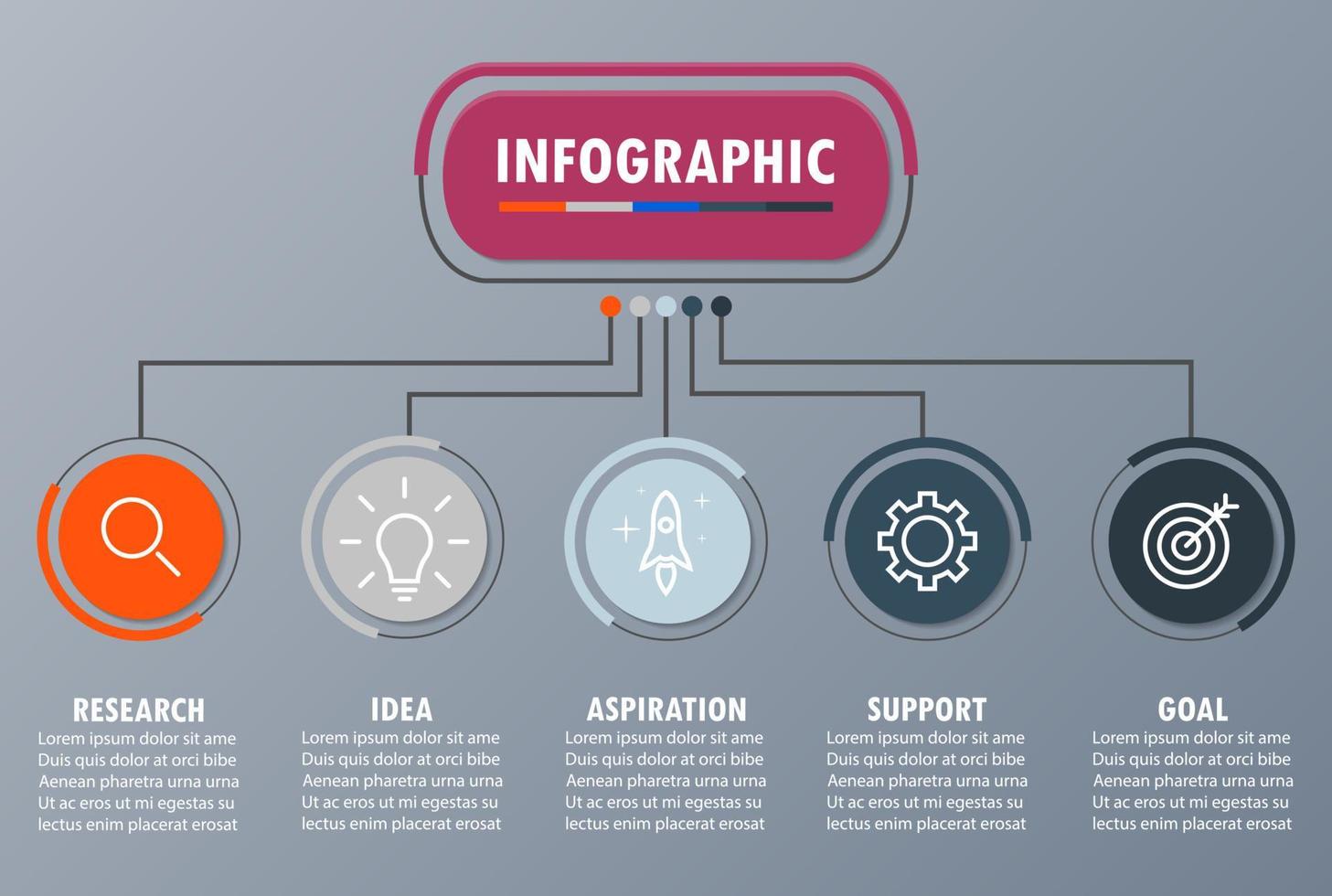 infographic mall med de bild av 5 rektanglar vektor