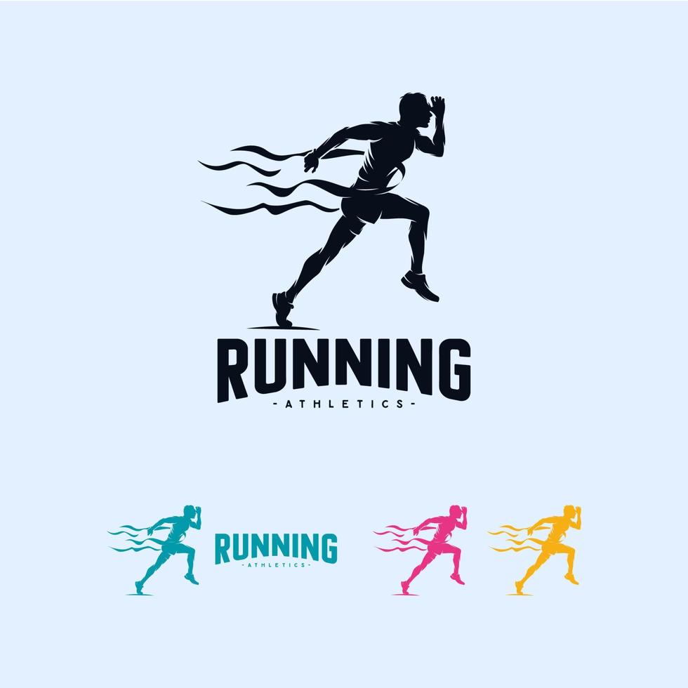 sprinta löpning friidrott maraton logotyp design mall vektor