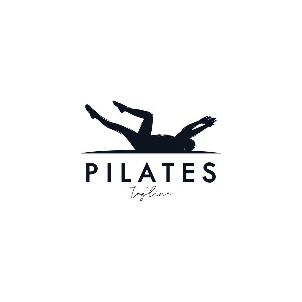 tränare pilates kvinna silhuett kreativ vektor logotyp design