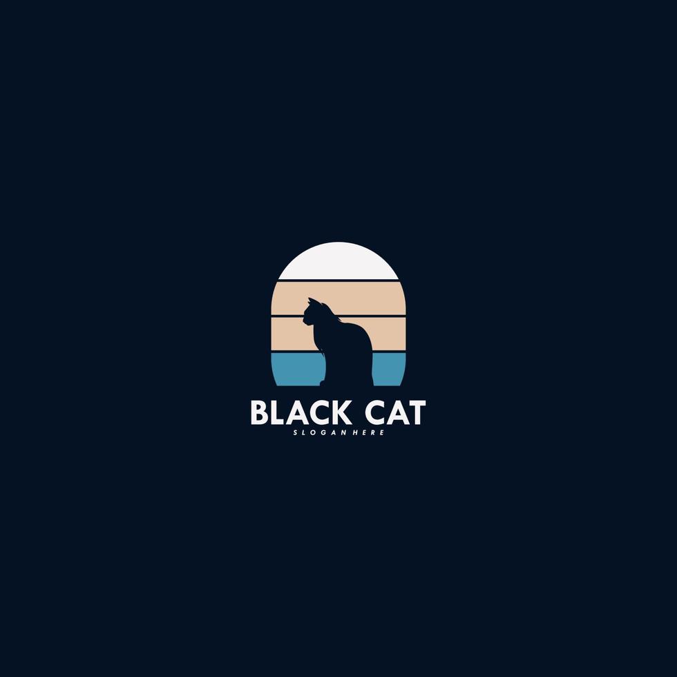 svart katt logotyp design vektor