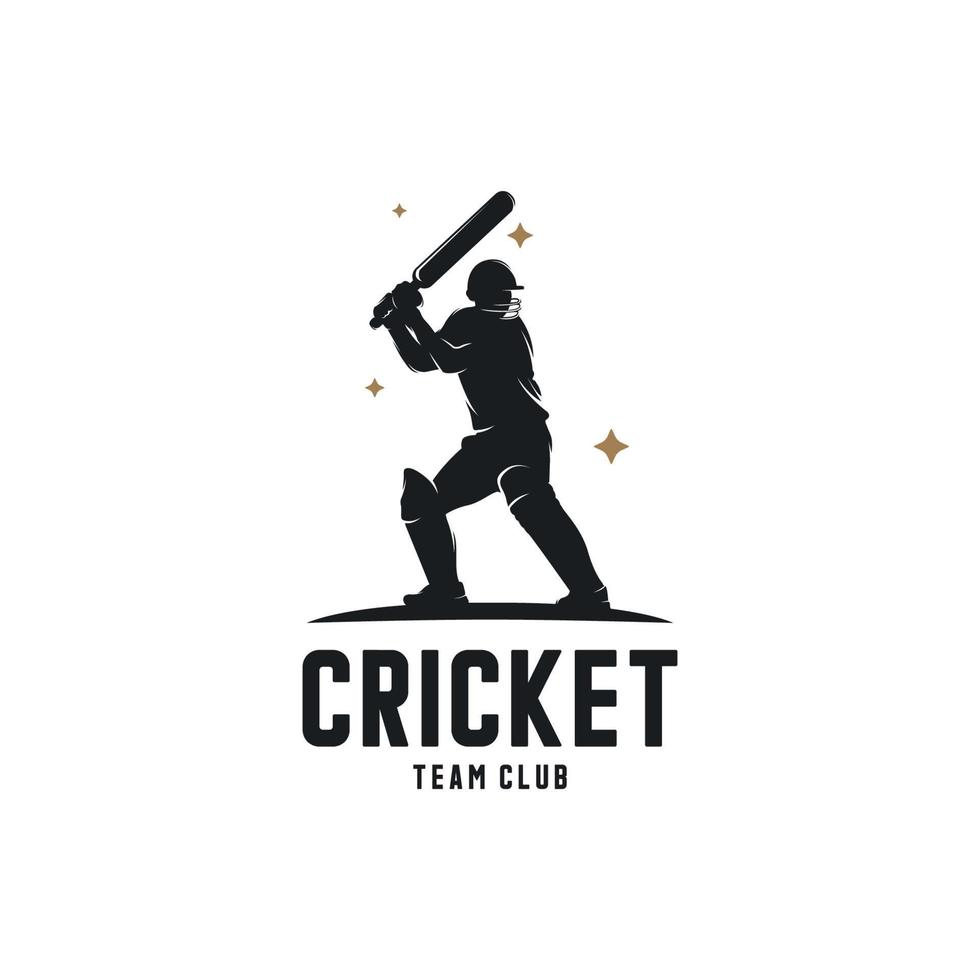 cricket spelare silhuett logotyp design vektor