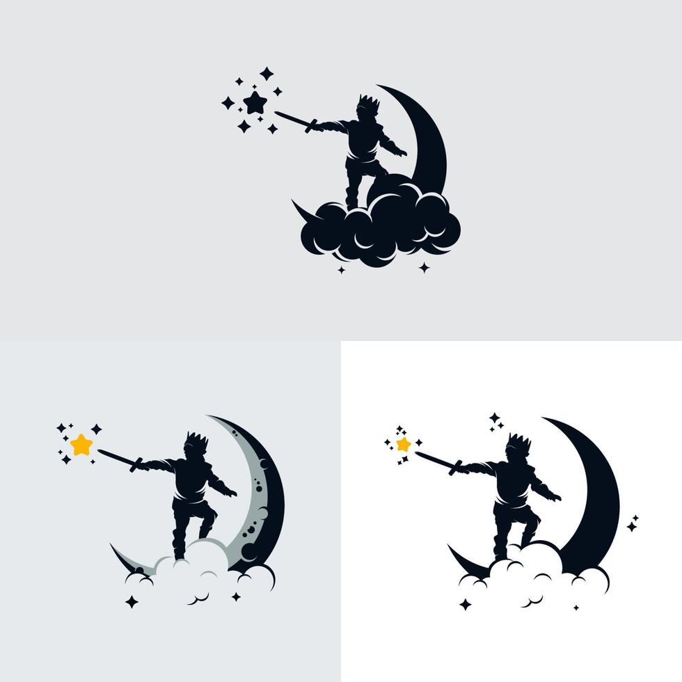Kinder träumen auf dem Mond-Logo-Design vektor