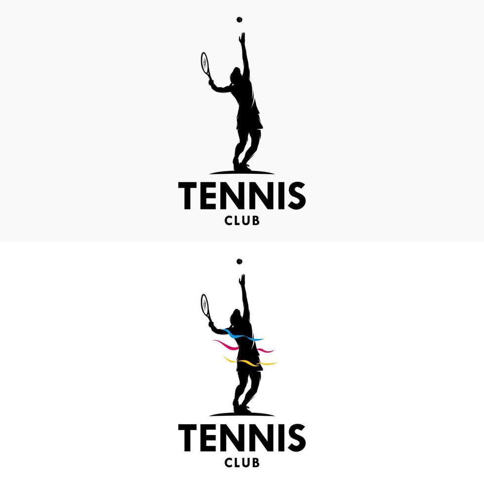satz der tennisspielerfrau logo design vektorillustration vektor