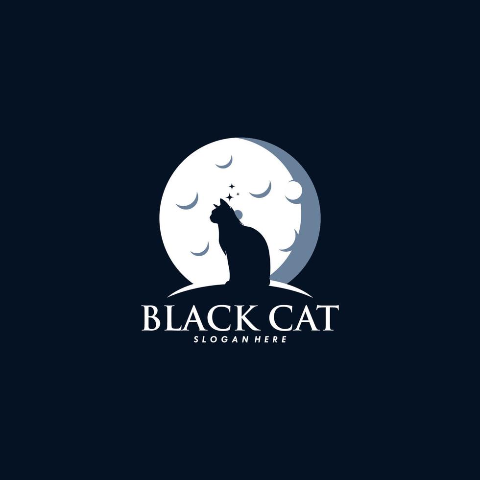 svart katt logotyp design vektor
