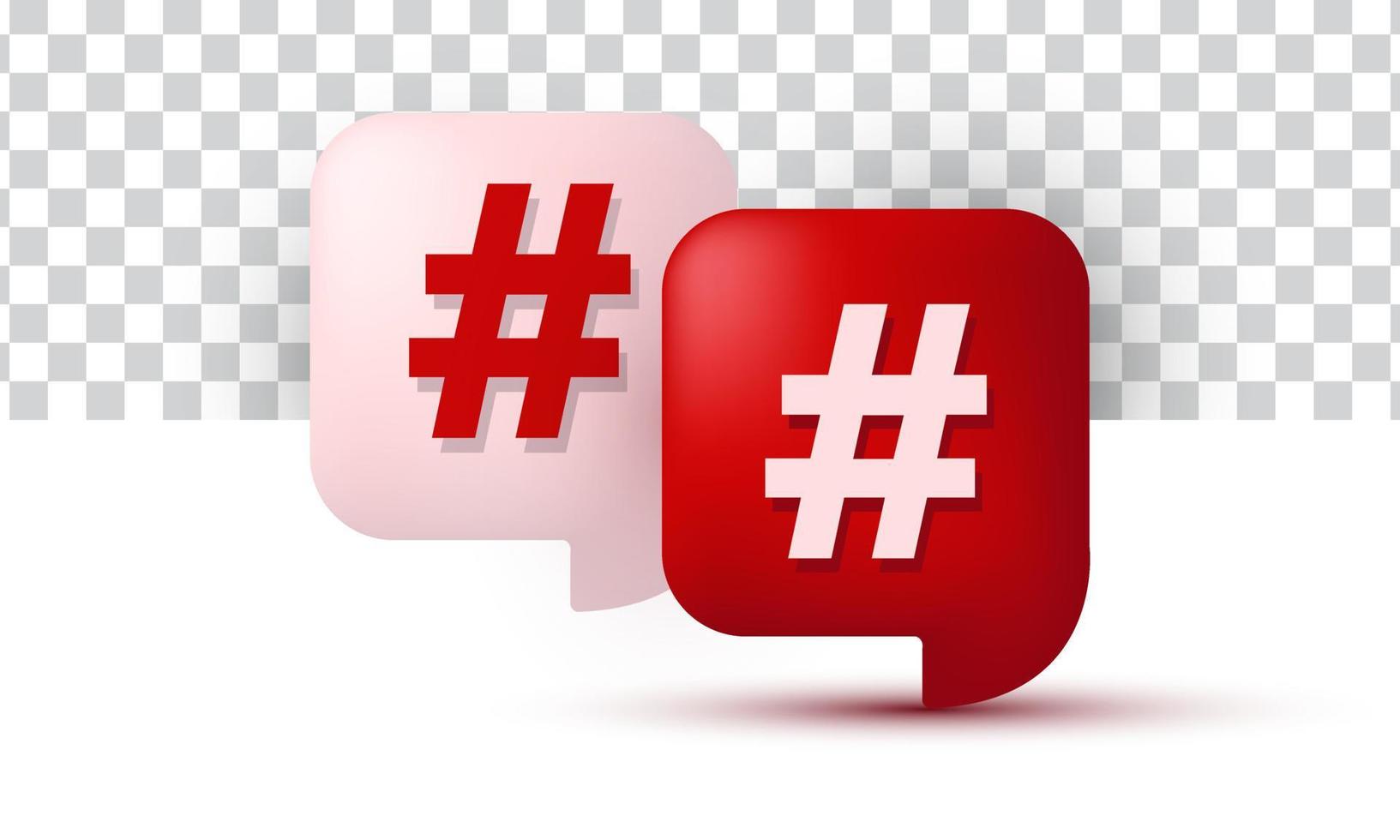einzigartiges realistisches rotes Hashtag-Suchlinksymbol 3D-Design isoliert an vektor