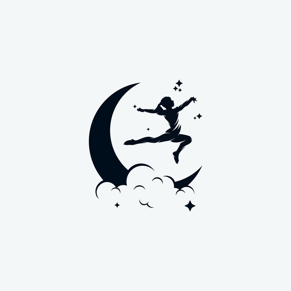gymnastiska måne logotyp design mall vektor