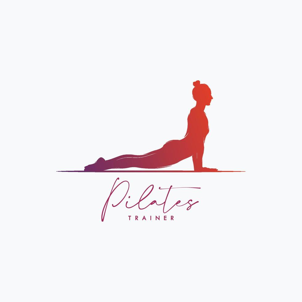 tränare pilates kvinna silhuett kreativ vektor logotyp design