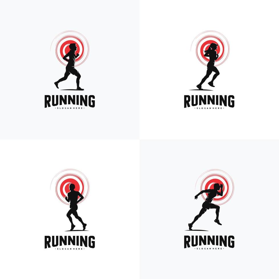 Satz von Run-Logo-Design Vektor-Logo-Design vektor