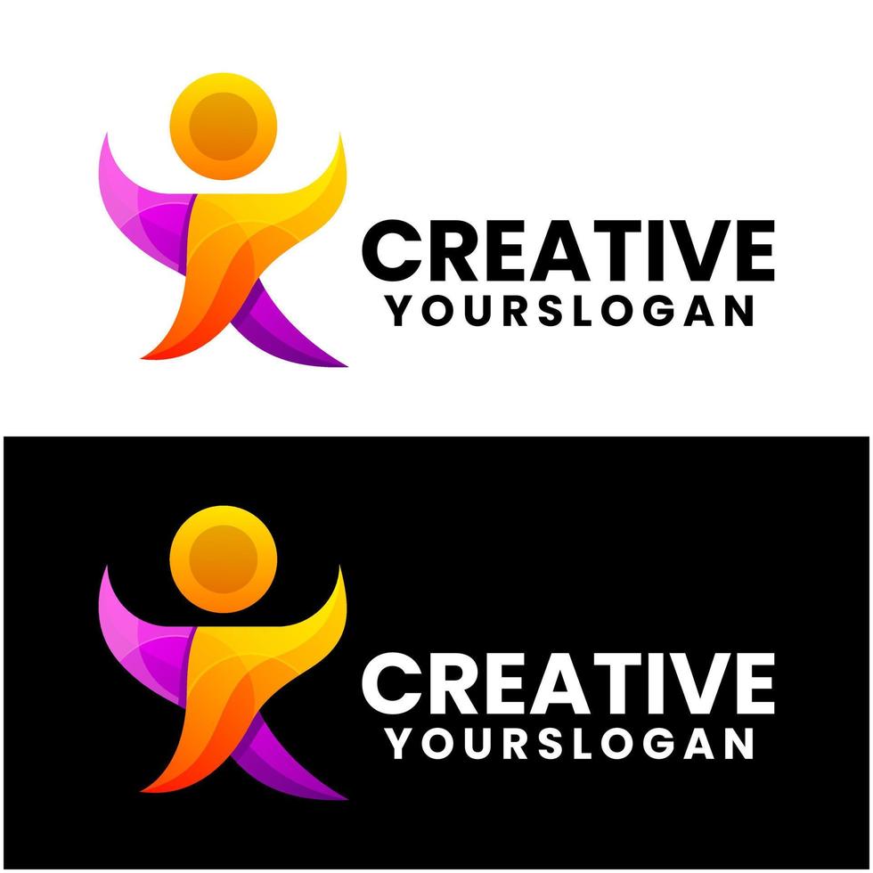Menschen kreatives Farbverlauf-Logo-Design vektor