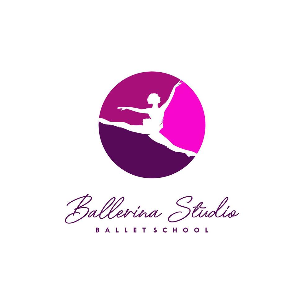 Ballerina-Studio-Logo-Design-Vorlage vektor