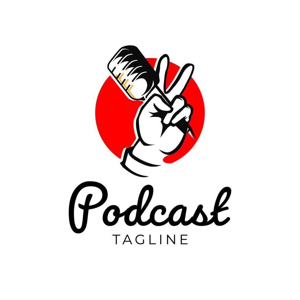 das podcast-logo in einem minimalistischen flachen stil isoliert vor weißem hintergrund. einfaches podcast-radio-symbol. vektor