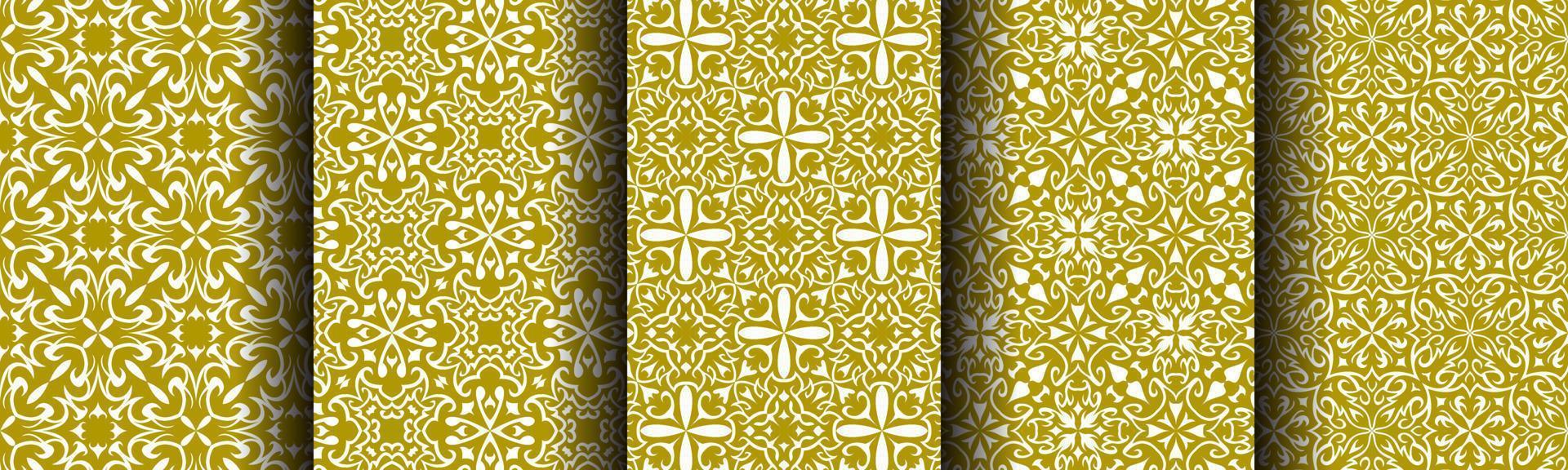 traditionell mönster guld abstrakt bunt uppsättning vektor