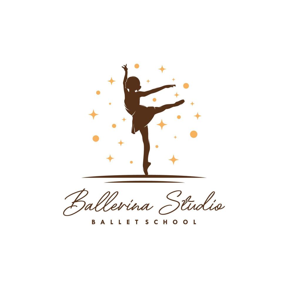 ballerina i de stjärnor logotyp design mall vektor