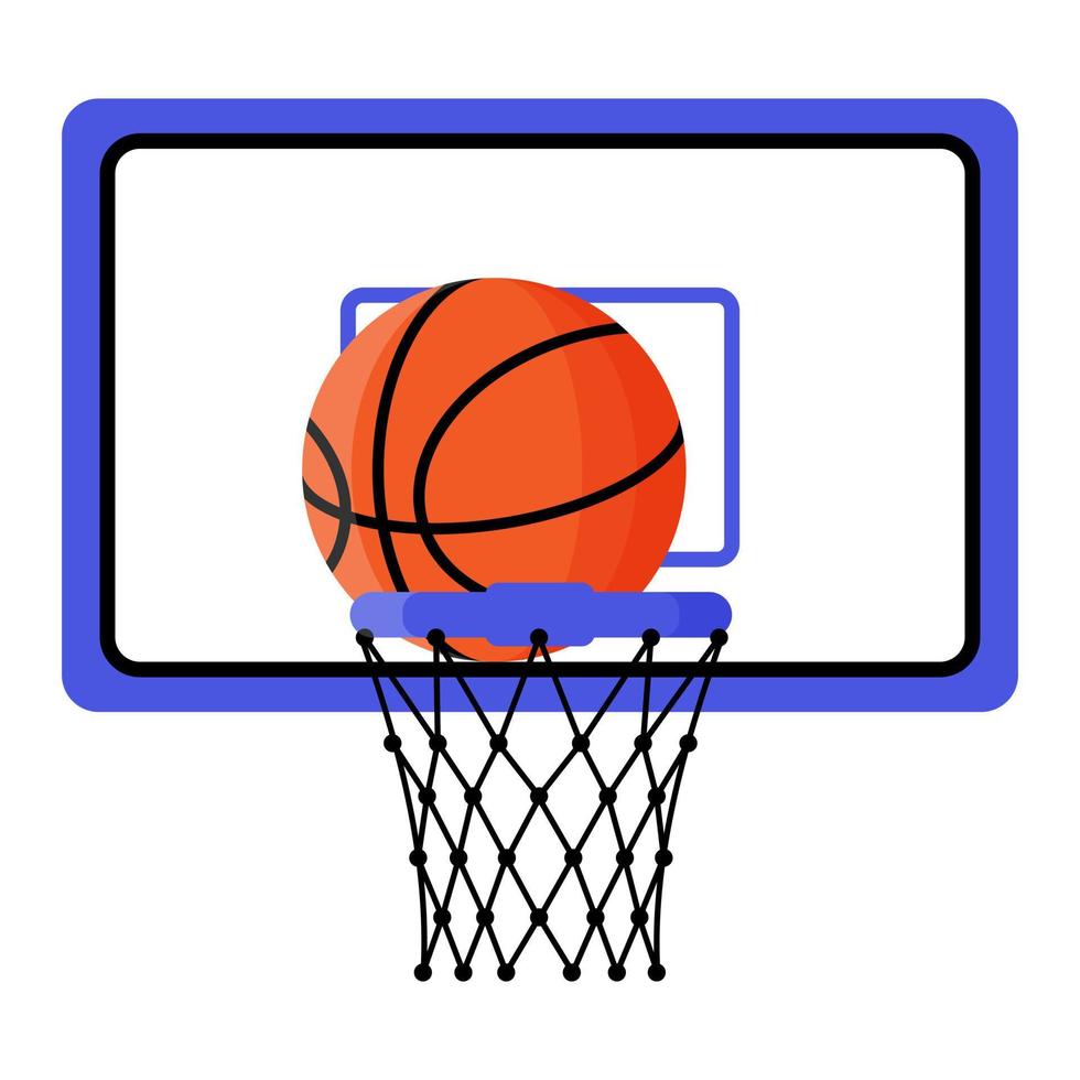 Basketballball im Korb. 3x3 Basketballsportgeräte. Sommerspiele. vektor