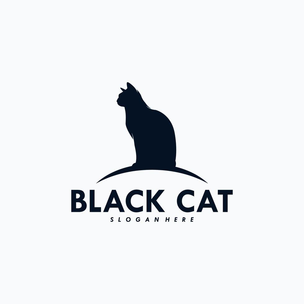 svart katt logotyp design vektor