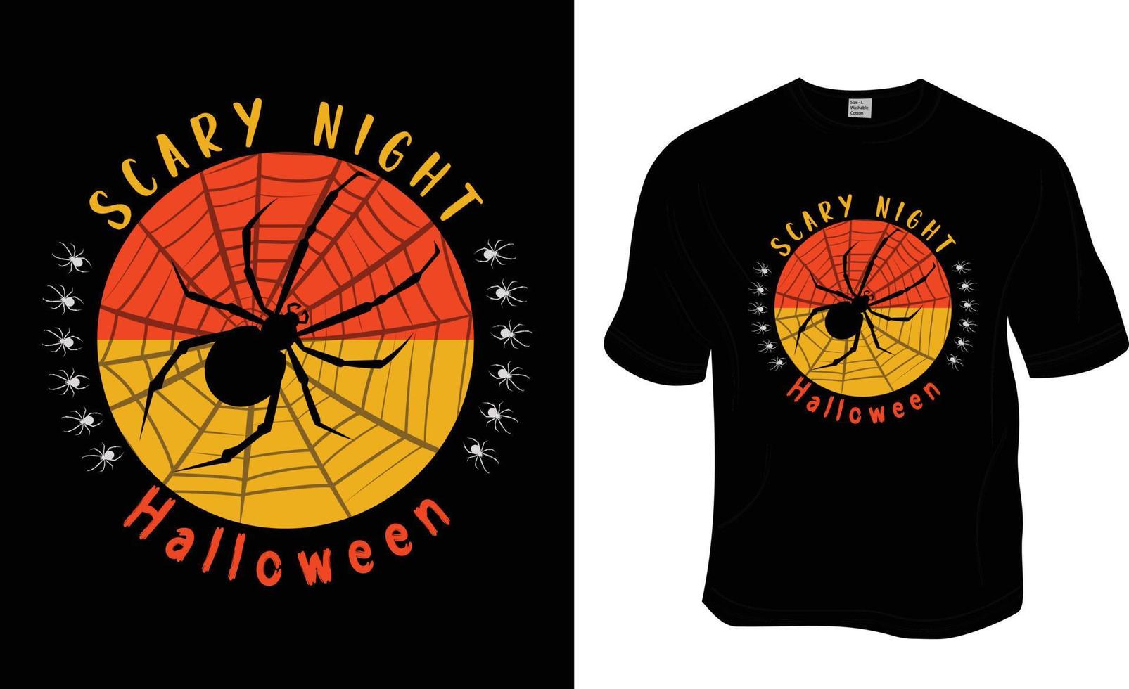 Gruseliges Nachthalloween-T-Shirt-Design. druckfertig für Bekleidung, Poster und Illustrationen. moderner, einfacher T-Shirt-Vektor mit Schriftzug. vektor